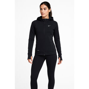 Nike DRI-FIT Full Zip Running Jacket Hooded Black Women’s Small Thumbholes